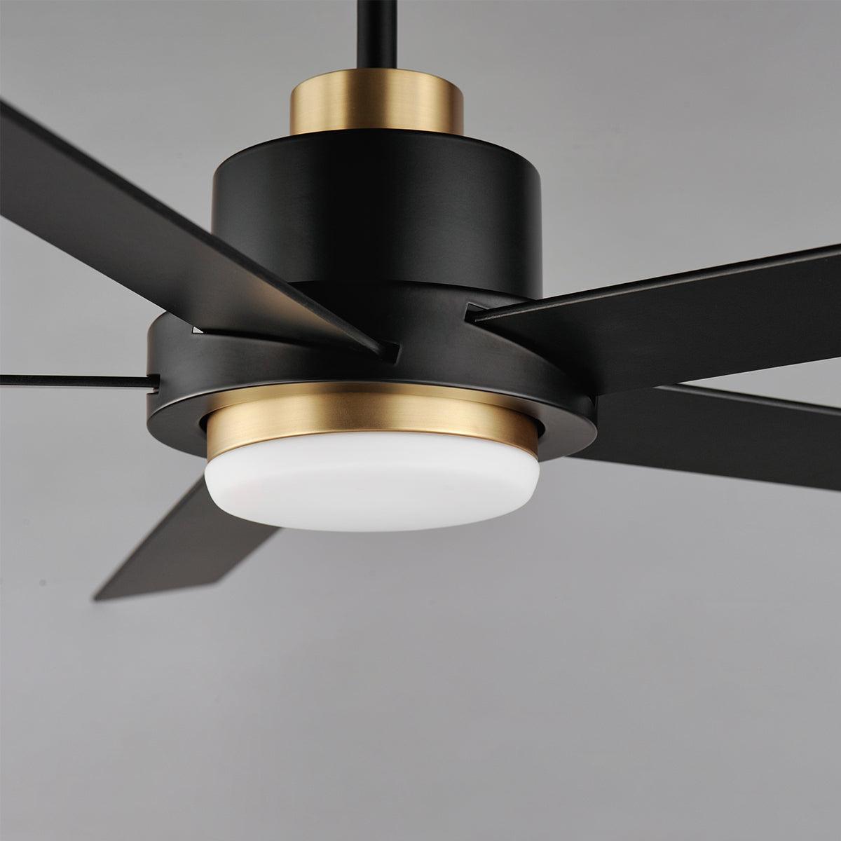 Daisy 60 Inch 5-Blade Ceiling Fan With Light and Wall Control, Black,Gold with Black Blades - Bees Lighting