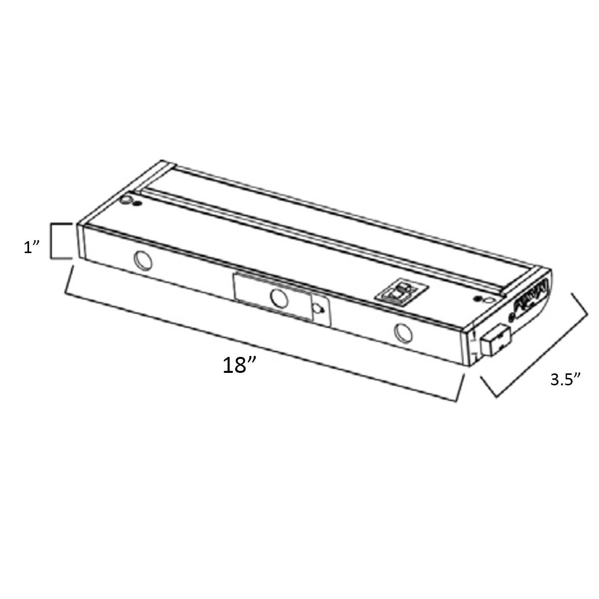 CounterMax 5K 18 Inch Under Cabinet LED Light with Patent gimbals, 1200 Lumens, Linkable, CCT Selectable 2700K to 5000K, 120V, White - Bees Lighting