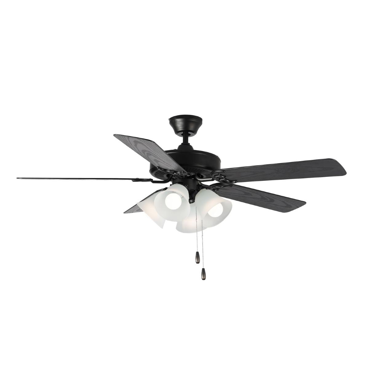 Basic-Max 52 Inch Black LED 4-Light Ceiling Fan with Pull Chain