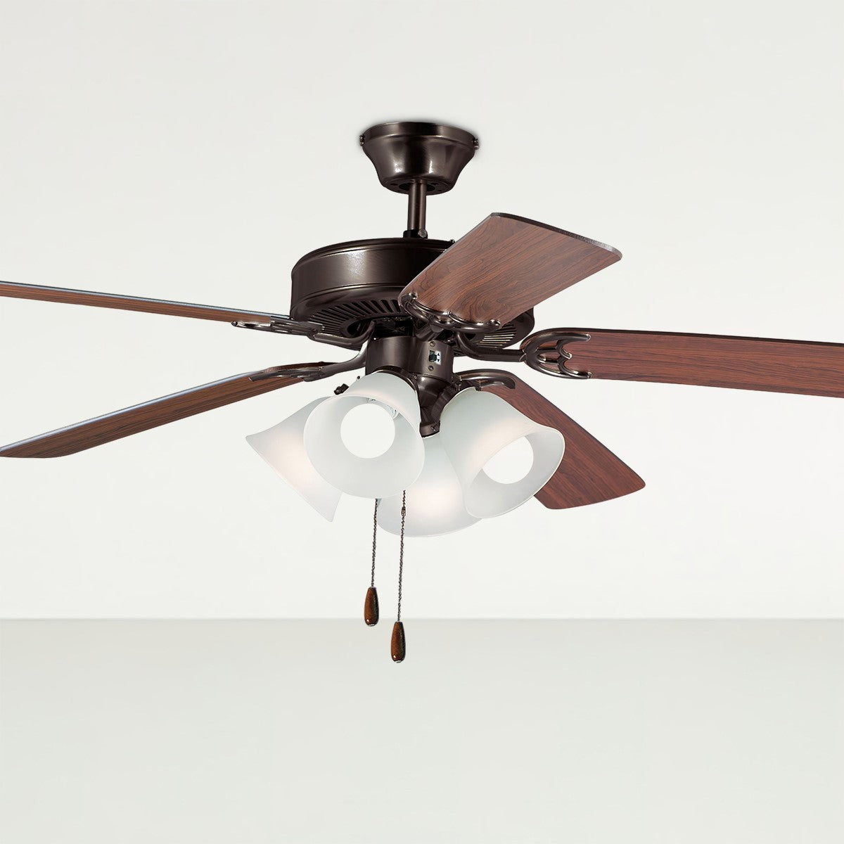 Basic-Max 52 Inch Bronze LED 4-Light Ceiling Fan with Pull Chain