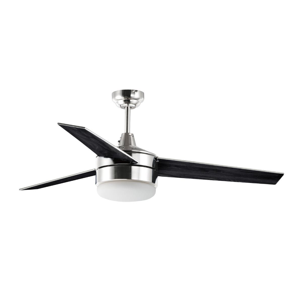 Trio 52 Inch LED 2-Light Ceiling Fan with Wall Control, Satin Nickel and Black - Bees Lighting