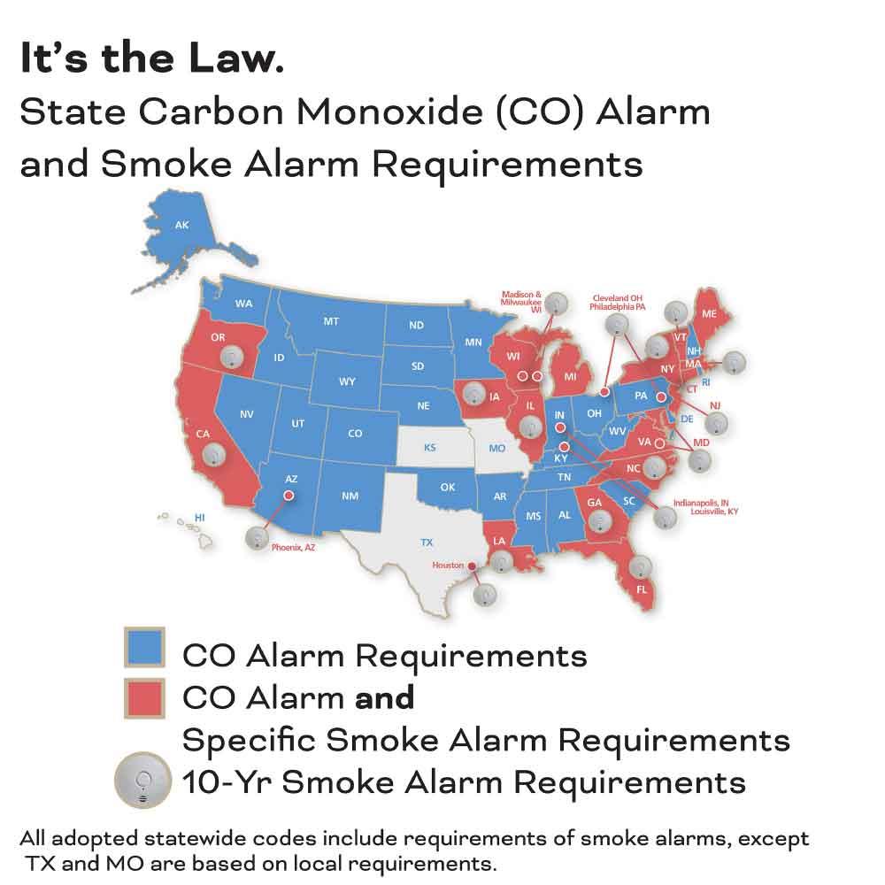 Smoke & Carbon Monoxide Detector Photoelectric/Electrochemical Sensor Hardwired with AA Battery - Bees Lighting