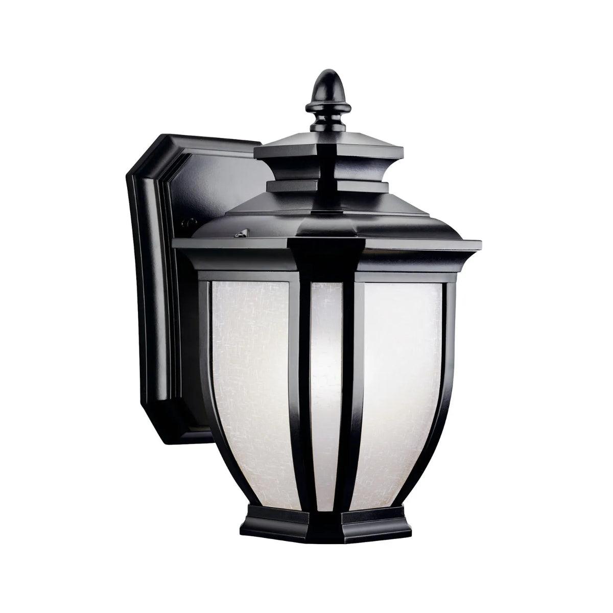 Salisbury 10 In 1-Light Outdoor Wall Light With Satin Etched Linen Glass, Black Finish - Bees Lighting