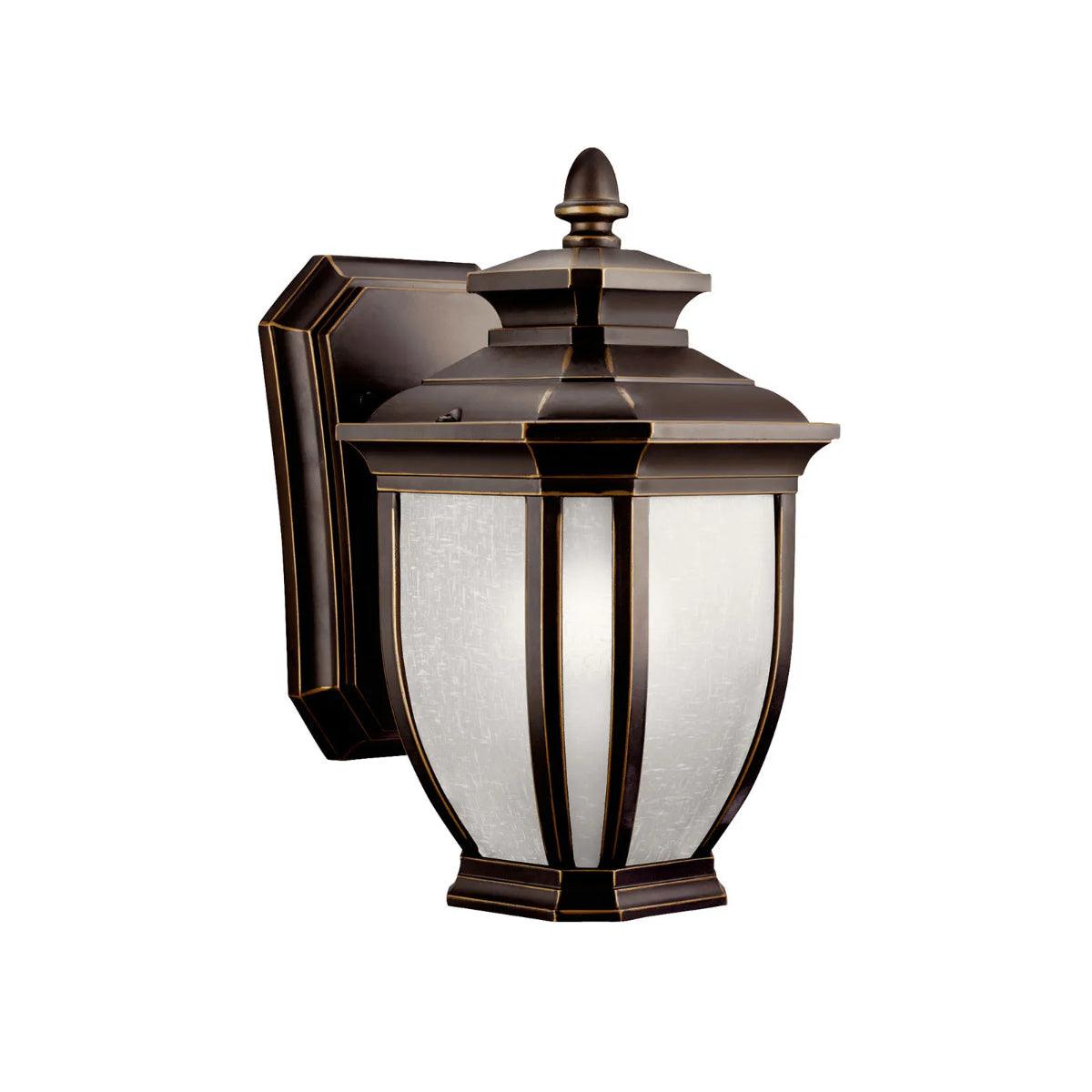 Salisbury 10 In 1-Light Outdoor Wall Light With Satin Etched Linen Glass, Bronze Finish - Bees Lighting