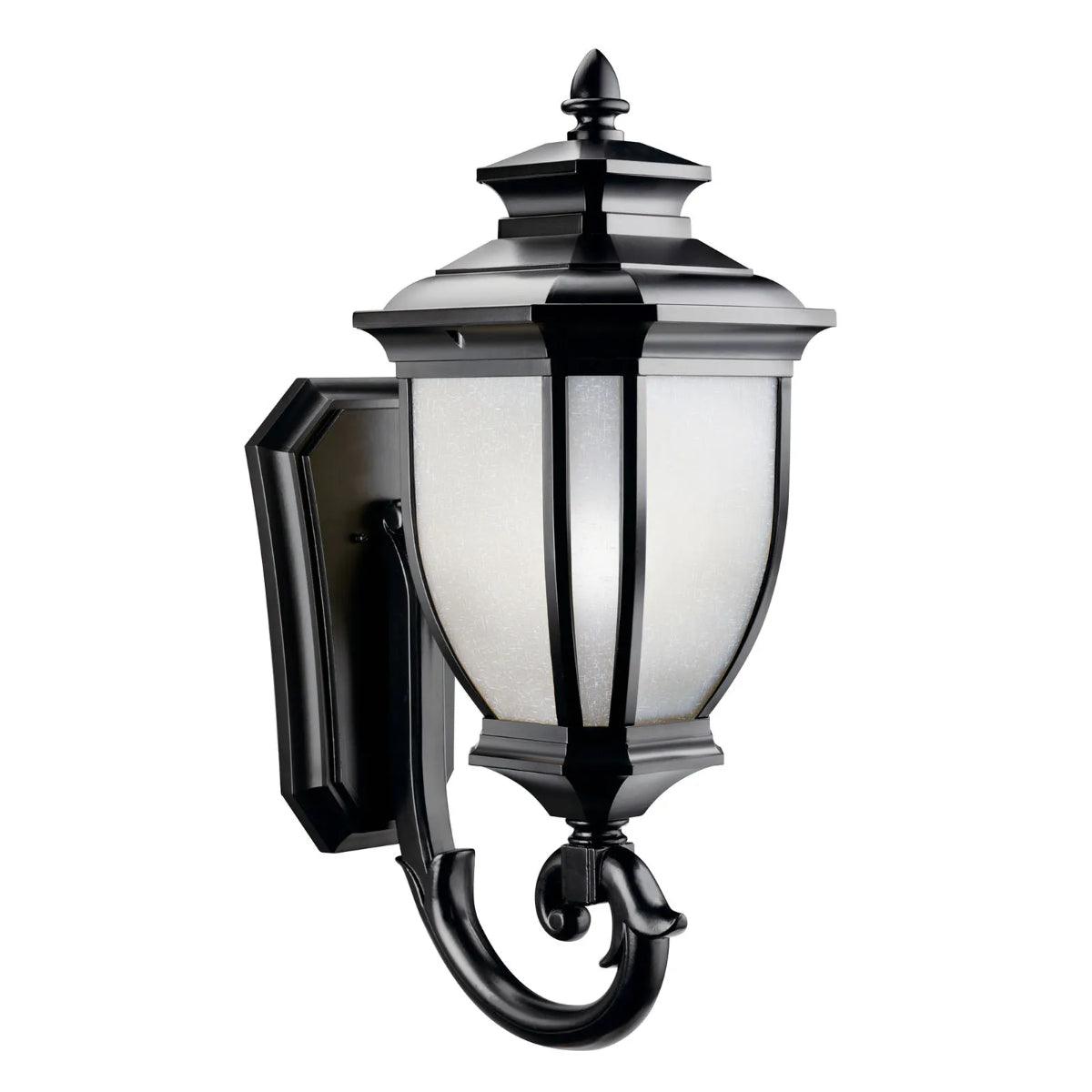 Salisbury 29 In 1-Light Outdoor Wall Light With Satin Etched Linen Glass, Black Finish - Bees Lighting