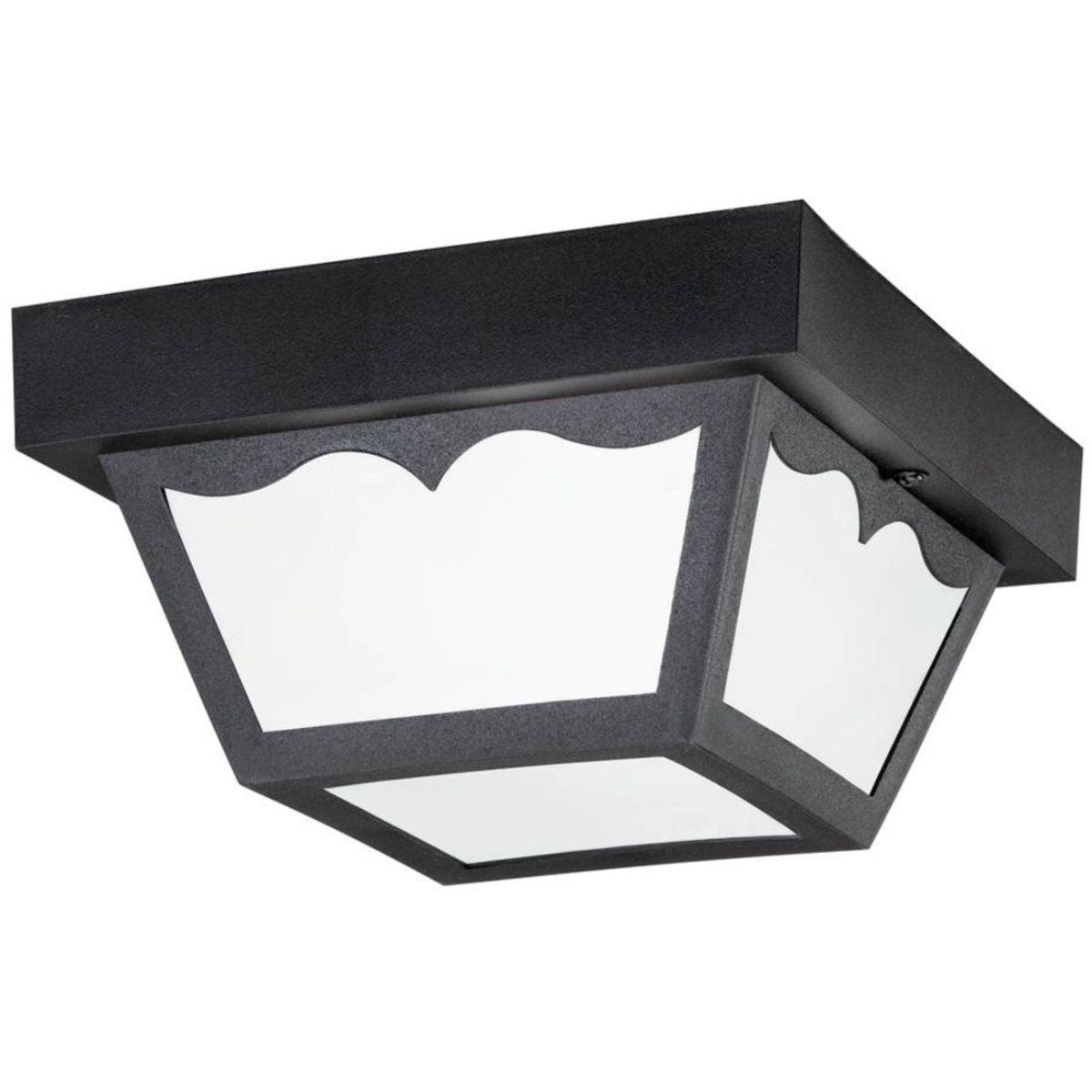 Outdoor Plastic Fixtures 8 in. Outdoor Flush Mount Black Finish - Bees Lighting