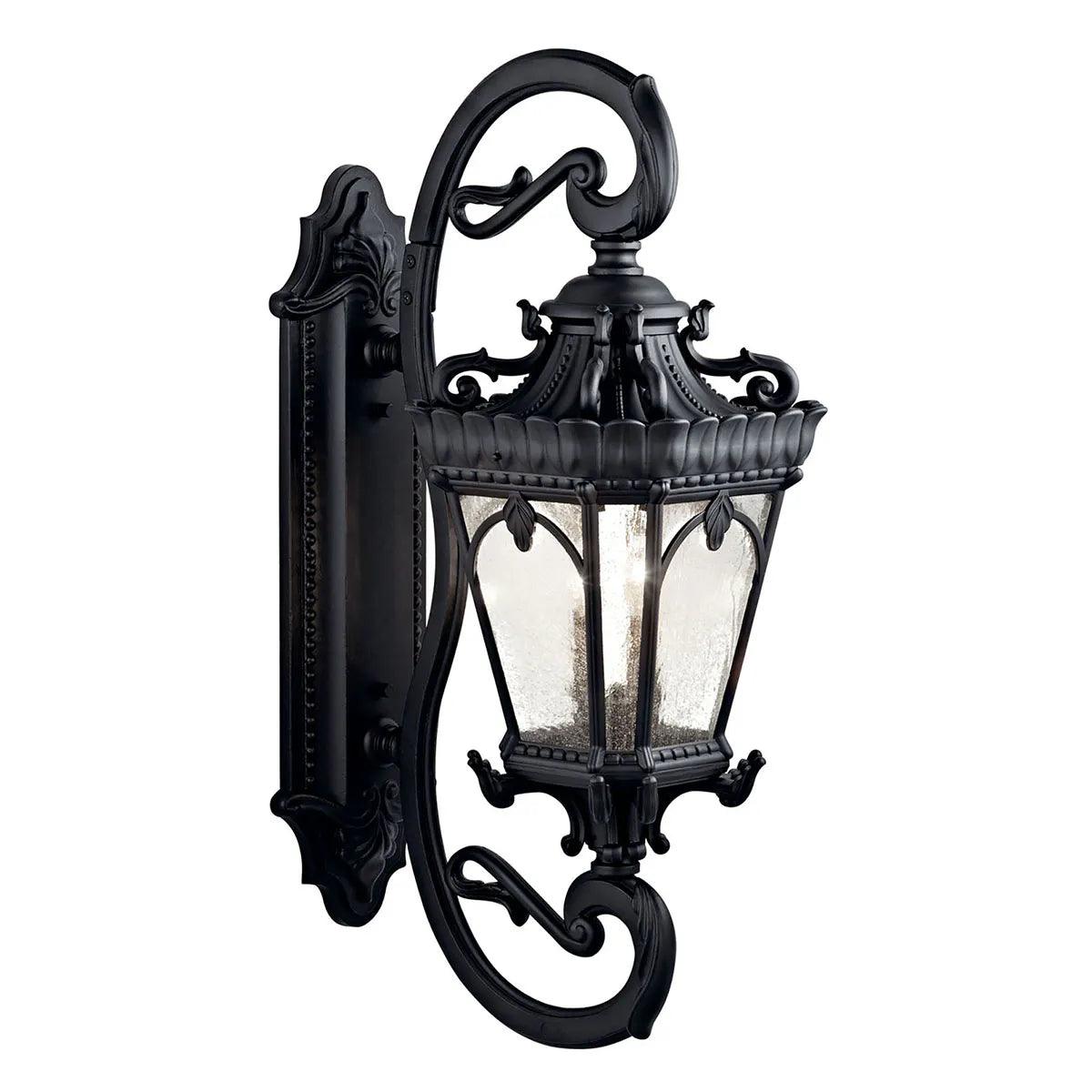 Tournai 38 In 4-Lights Outdoor Wall Light With Clear Seeded Glass, Black Finish - Bees Lighting