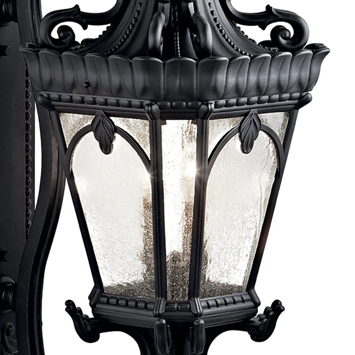 Tournai 38 In 4-Lights Outdoor Wall Light With Clear Seeded Glass, Black Finish - Bees Lighting