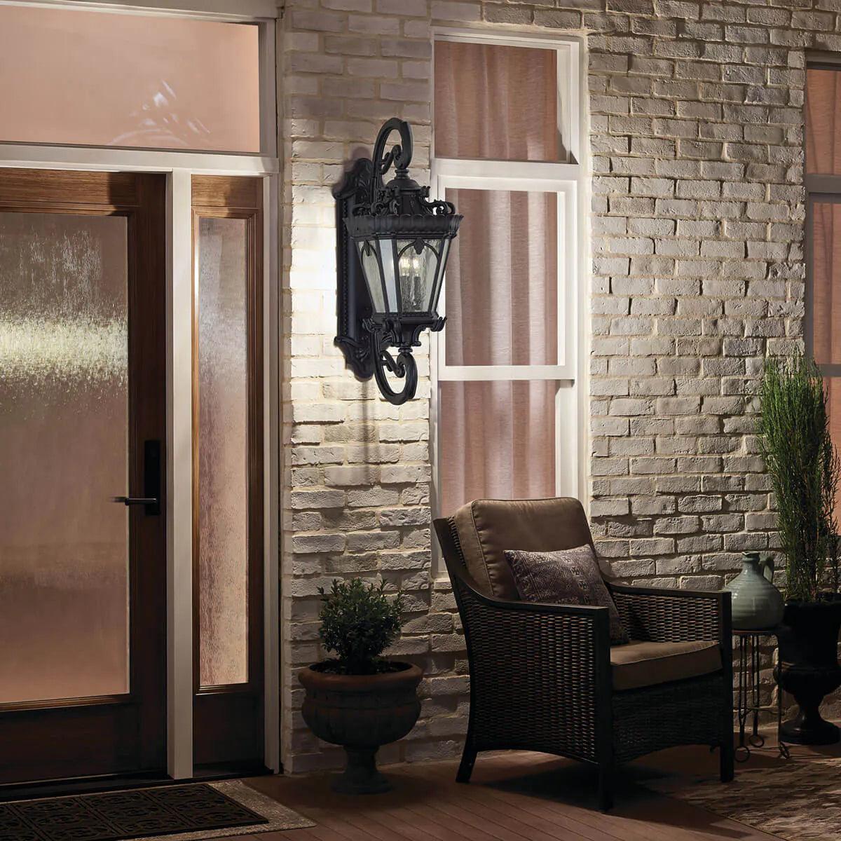 Tournai 38 In 4-Lights Outdoor Wall Light With Clear Seeded Glass, Black Finish - Bees Lighting