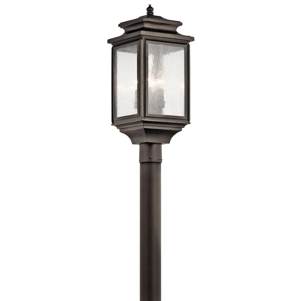 7 ft Light Post, Direct Burial, 3 in Round Aluminum Shaft, Old Bronze Finish - Bees Lighting