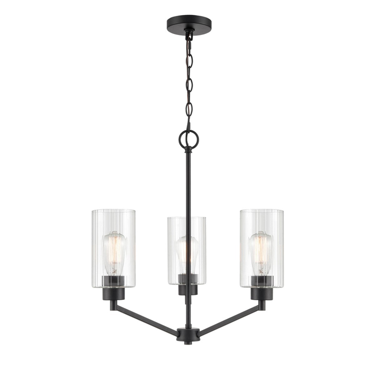 Beverlly 21 in. 3 Lights Chandelier Matte Black Finish - Bees Lighting