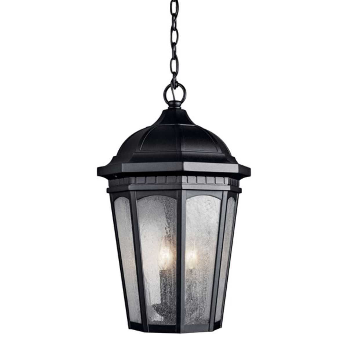 Courtyard 21" outdoor hanging lantern black finish