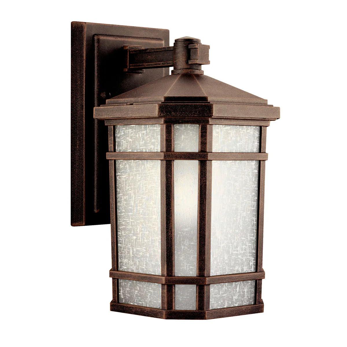 Cameron 11 In 1-Light Outdoor Wall Light With Satin Etched Linen Glass, Bronze Finish - Bees Lighting