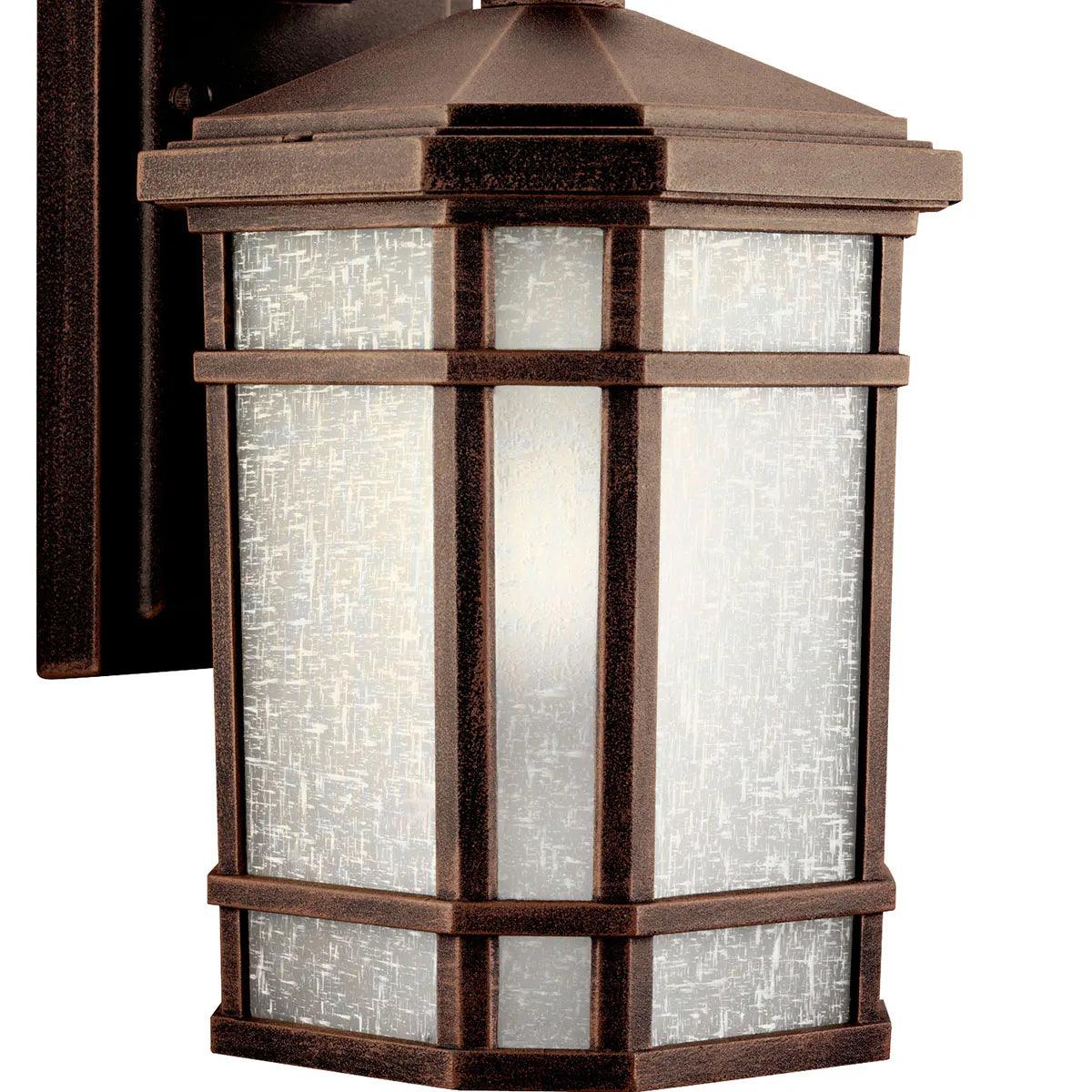 Cameron 11 In 1-Light Outdoor Wall Light With Satin Etched Linen Glass, Bronze Finish - Bees Lighting