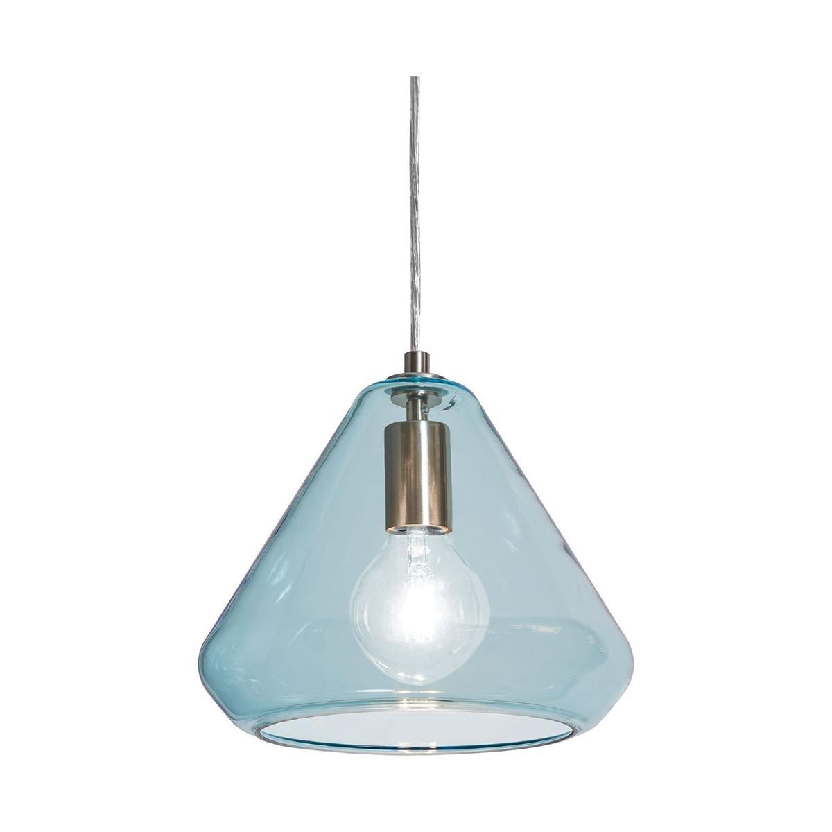 Armitage 10 in. Pendant Light Satin Nickel finish with Aqua shade - Bees Lighting