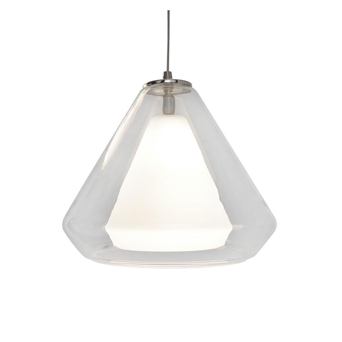 Armitage 10 in. LED Pendant Light 120V 3000K Satin Nickel finish with Clear & White shade - Bees Lighting