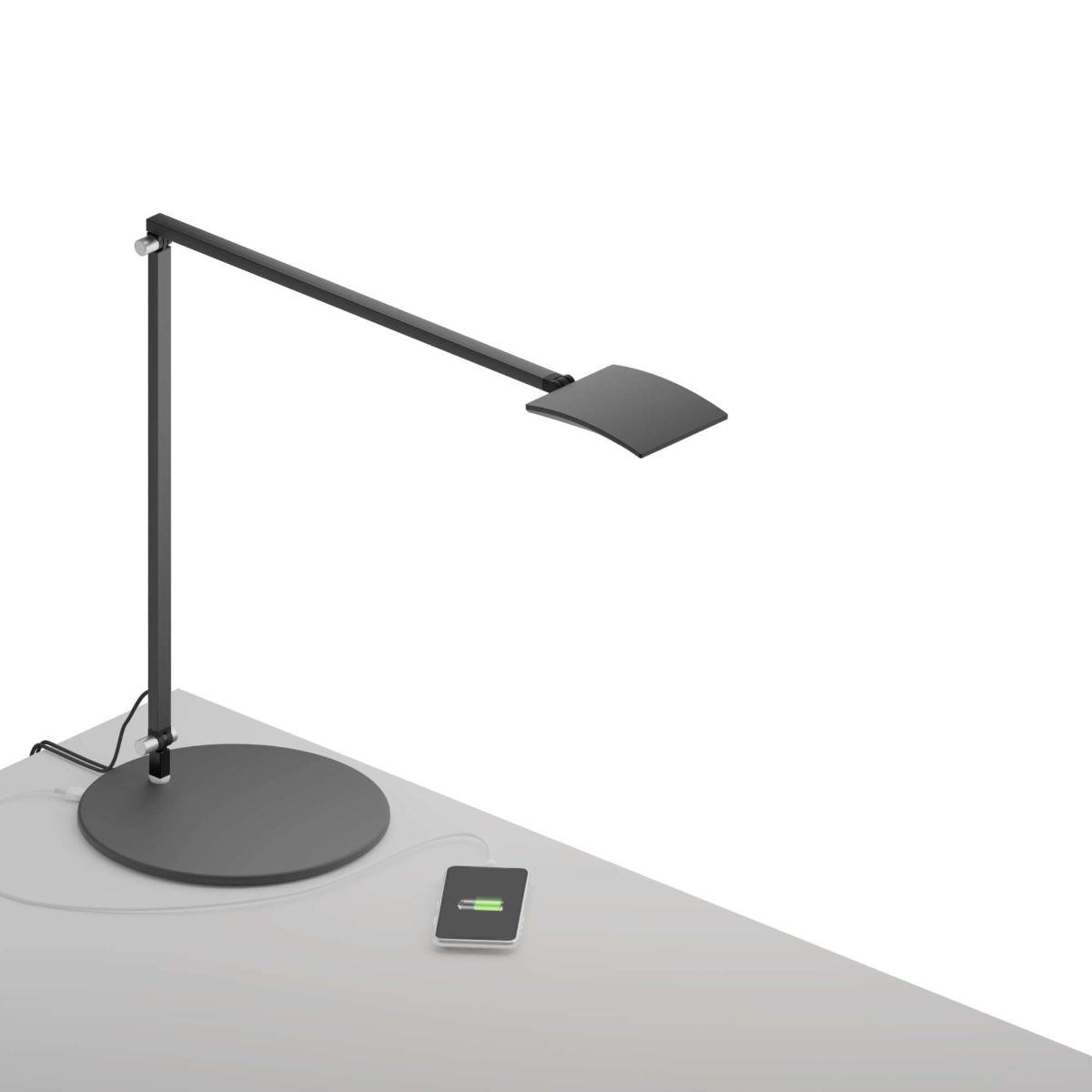 Mosso Pro Metallic Black Contemporary LED Desk Lamp with Wireless Charging Base