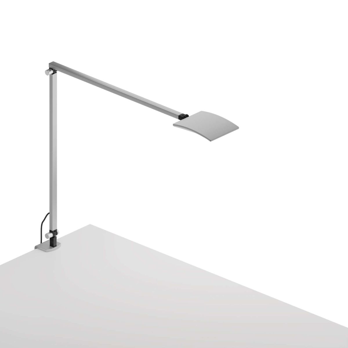 Mosso Pro Silver Contemporary LED Desk Lamp with Two-Piece Desk Clamp