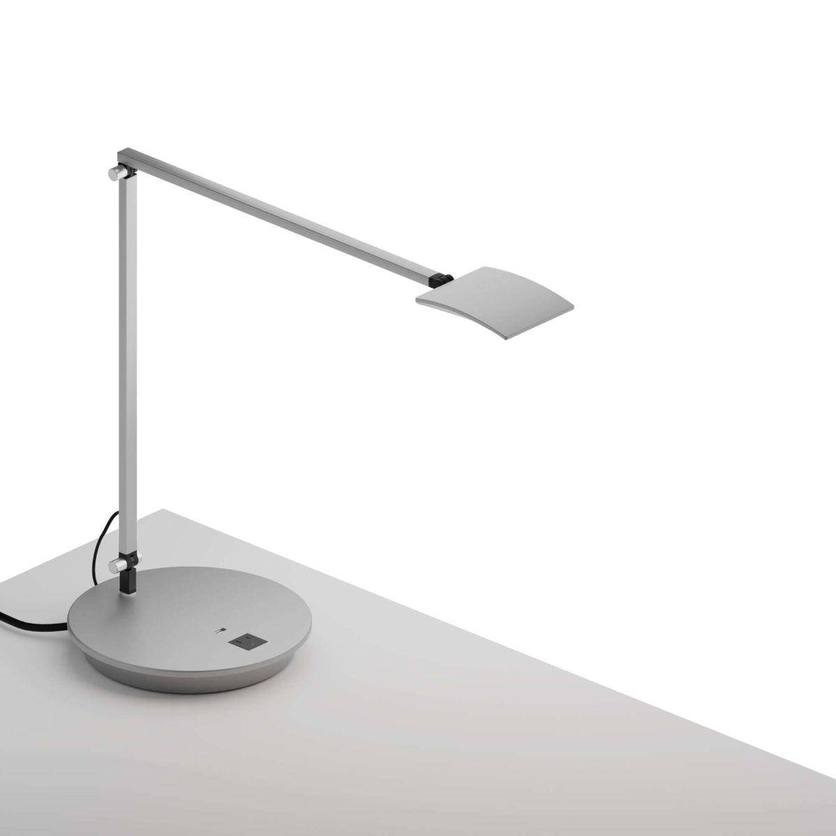 Mosso Pro Silver Contemporary LED Desk Lamp with Power Base