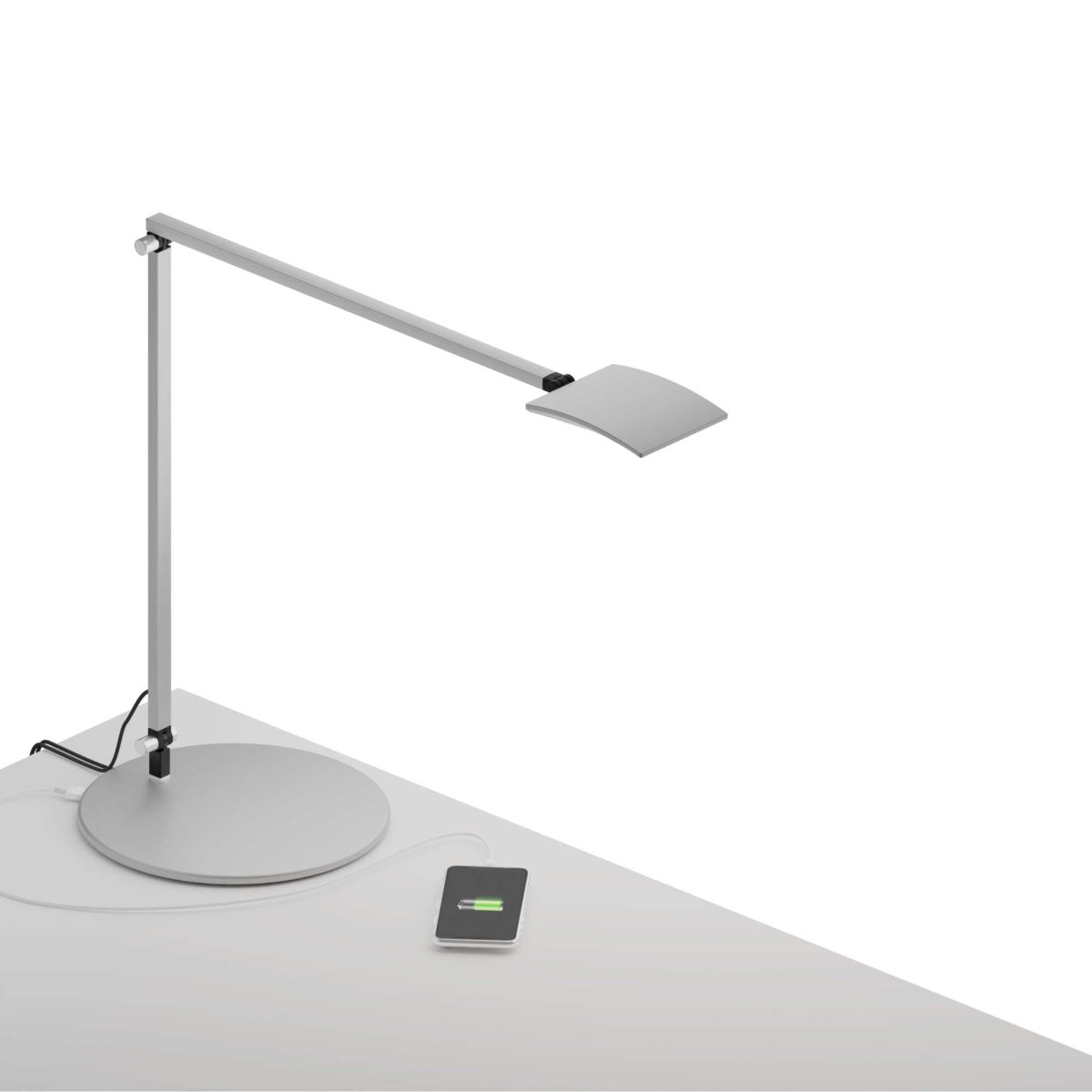 Mosso Pro Silver Contemporary LED Desk Lamp with Wireless Charging Base