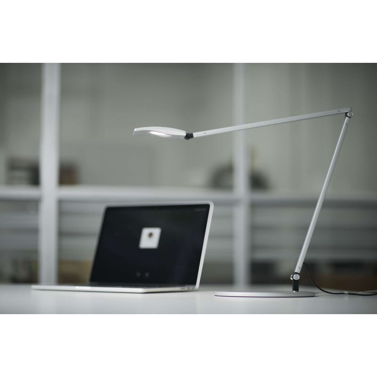 Mosso Pro Silver Contemporary LED Desk Lamp with Table Base and USB Port