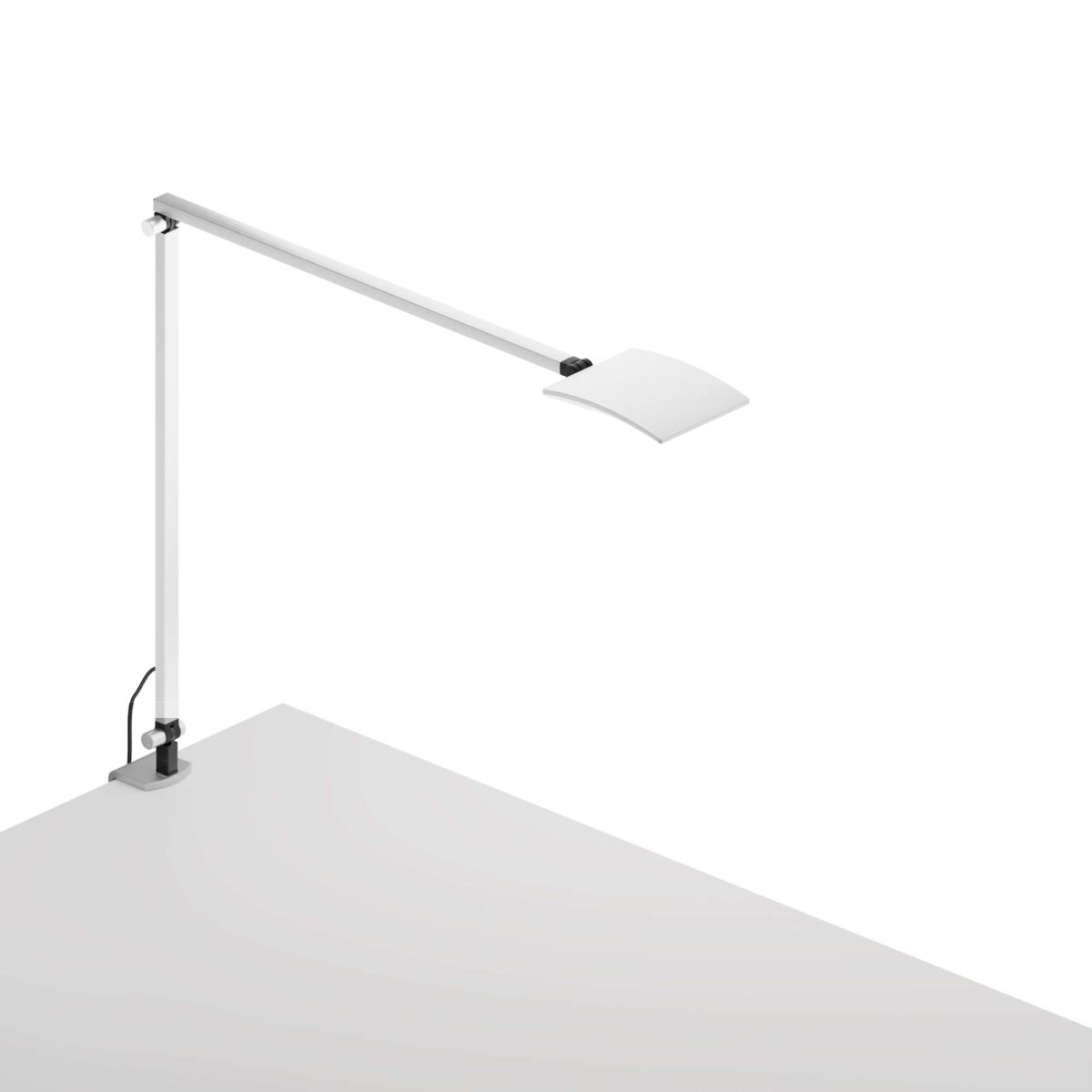 Mosso Pro White Contemporary LED Desk Lamp with Two-Piece Desk Clamp