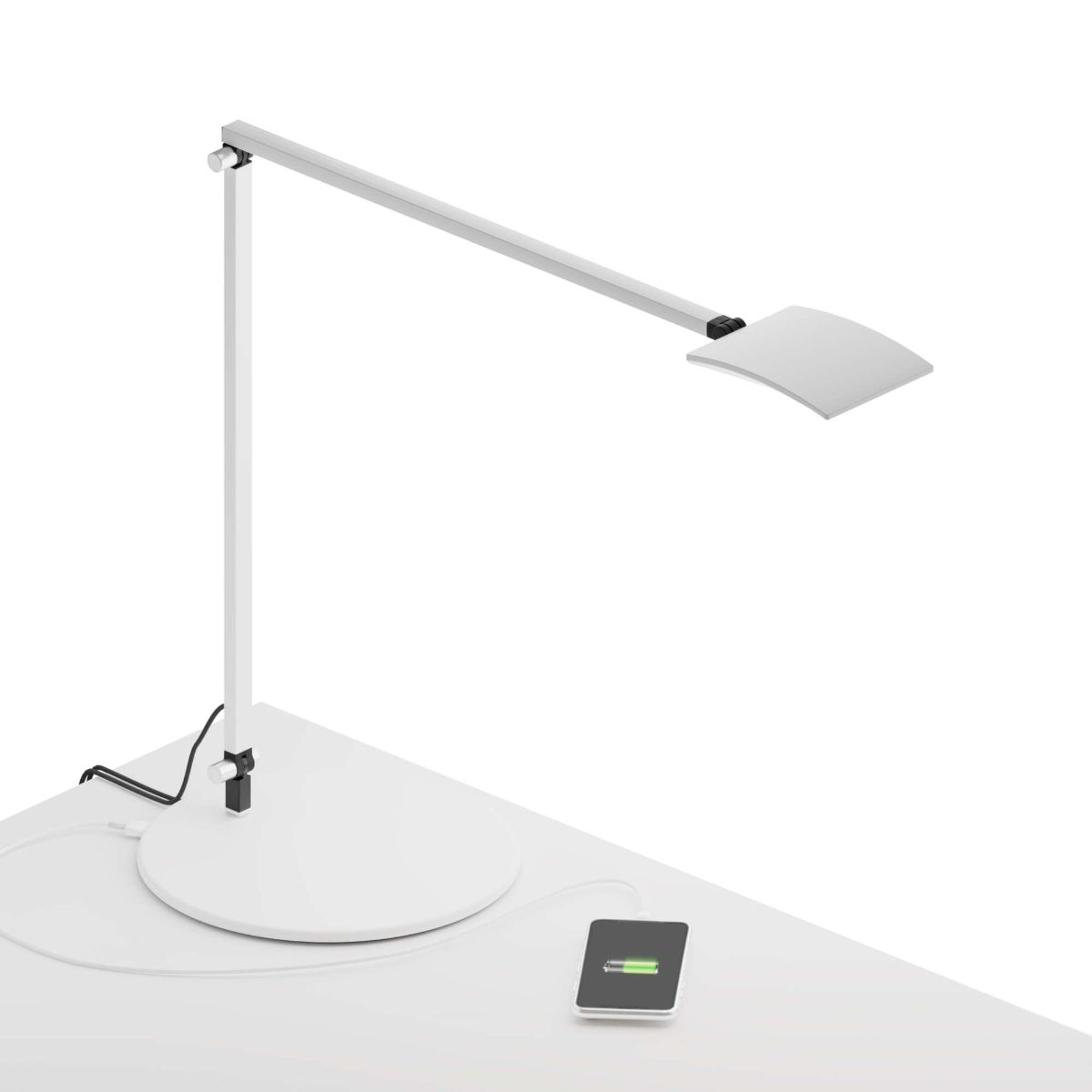 Mosso Pro White Contemporary LED Desk Lamp with Wireless Charging Base