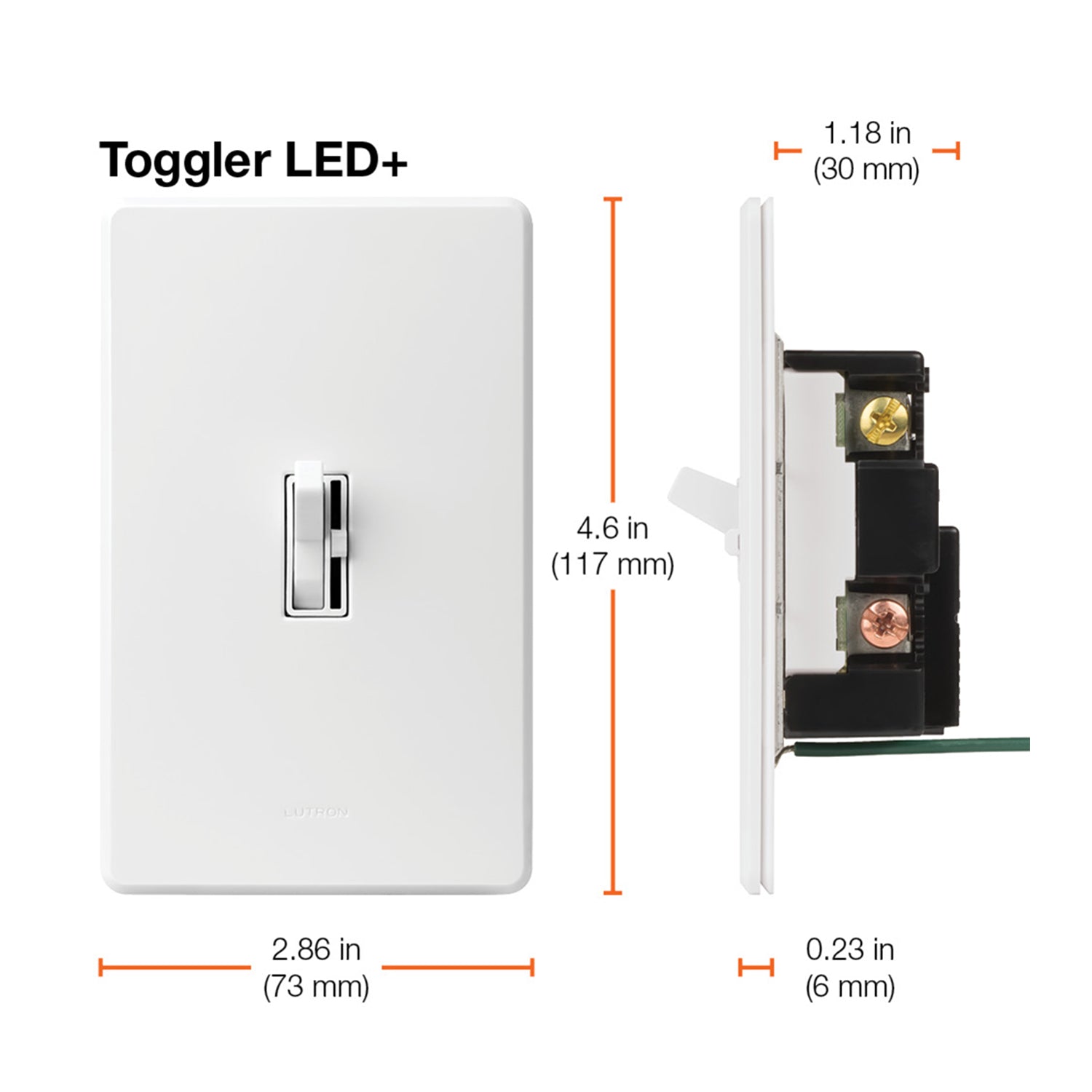 Ariadni Toggler LED+ Dimmer Switch, 150-Watt, Single Pole or 3-Way, White