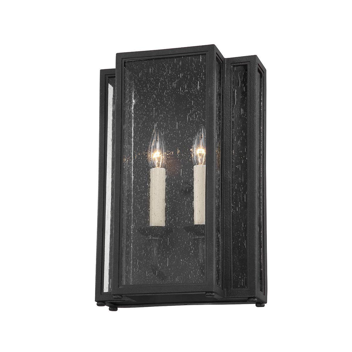 LEOR 16 In. 2 Lights Outdoor Wall Sconce Textured Black Finish - Bees Lighting