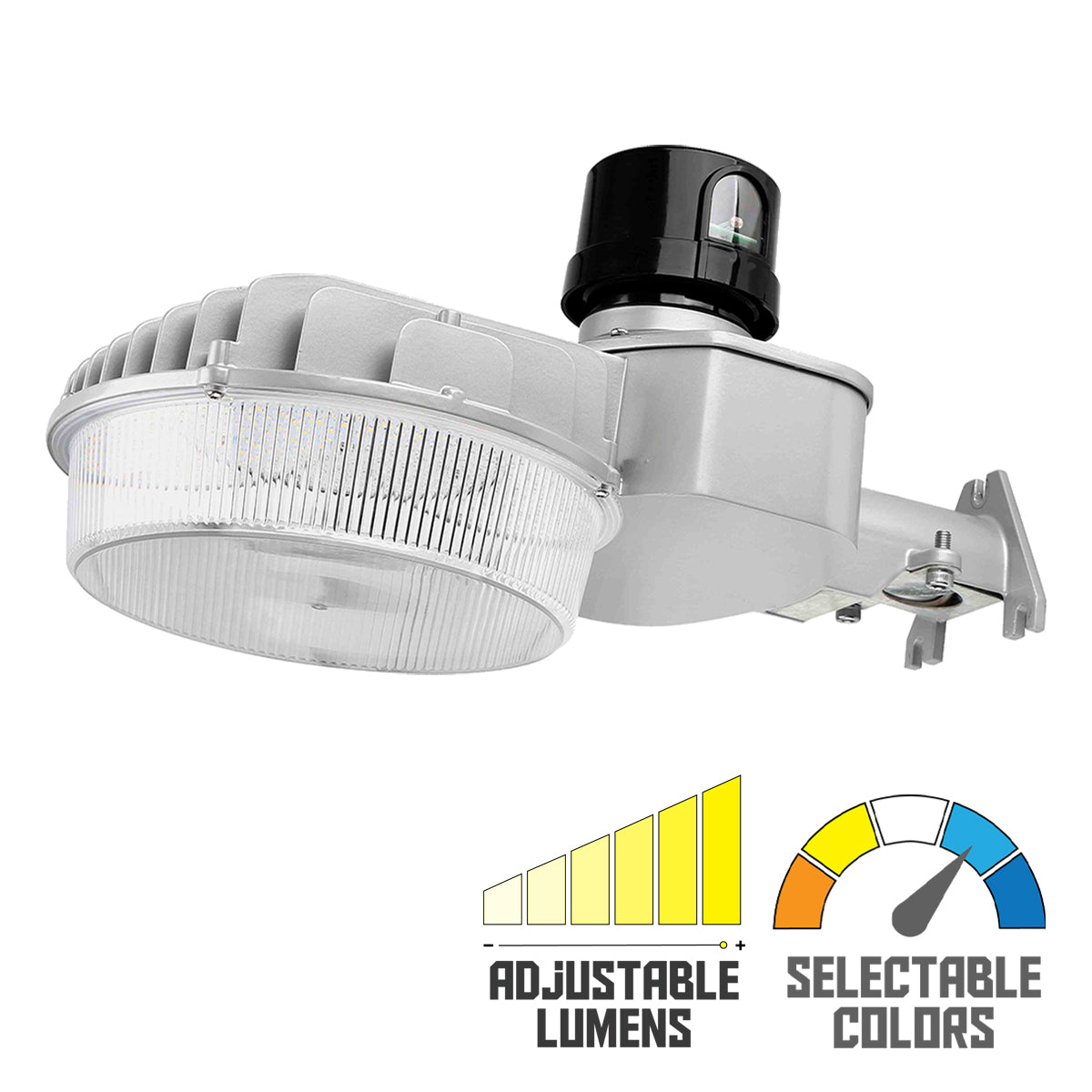 LED Street Light With Photocell, 32-80W, 12000Lm, 30K/40K/50K, Pole Mount, 120-277V, Silver