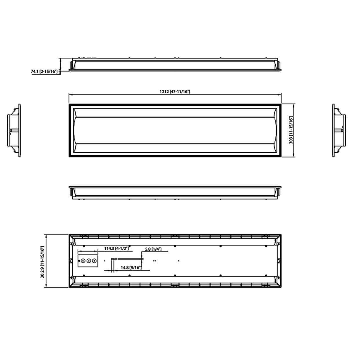 1x4 LED Center Basket Troffer Light, 4000 Lumens, 20/25/30 Watts, 35K/40K/50K, 120-277V