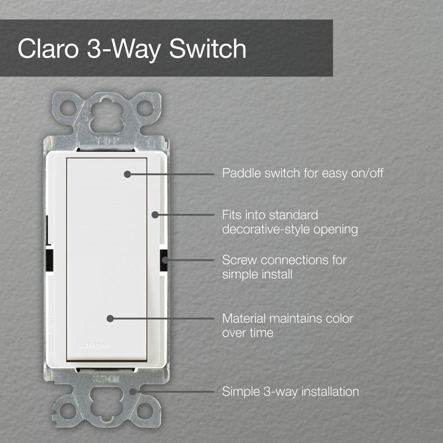 Claro 3-Way Rocker Light Switch Black - Bees Lighting