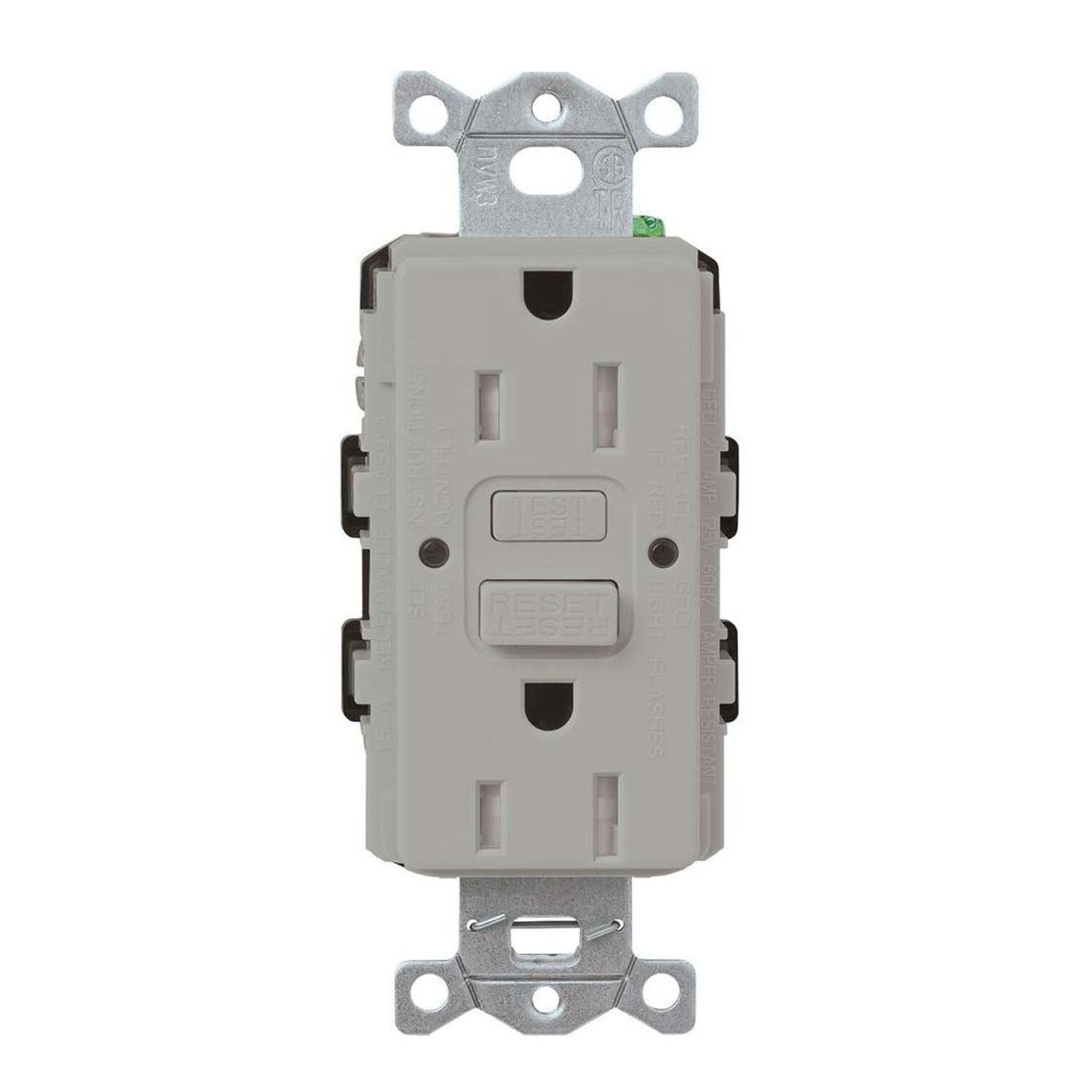 Lutron CAR-15-GFST Claro Tamper-Resistant Self-Testing 15A GFCI Receptacle - Bees Lighting