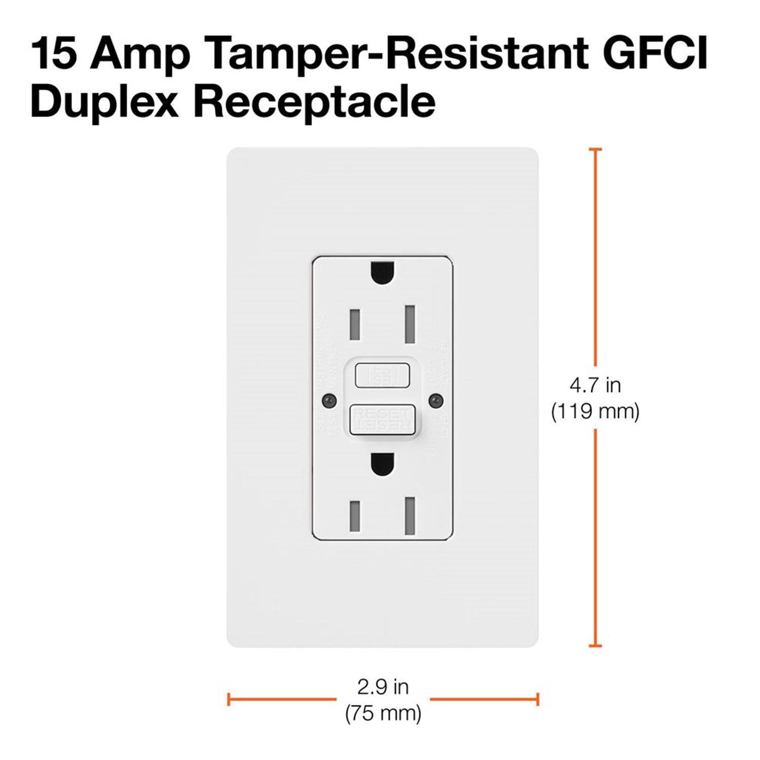 Claro Tamper-Resistant Self-Testing 15A GFCI Receptacle, Black - Bees Lighting