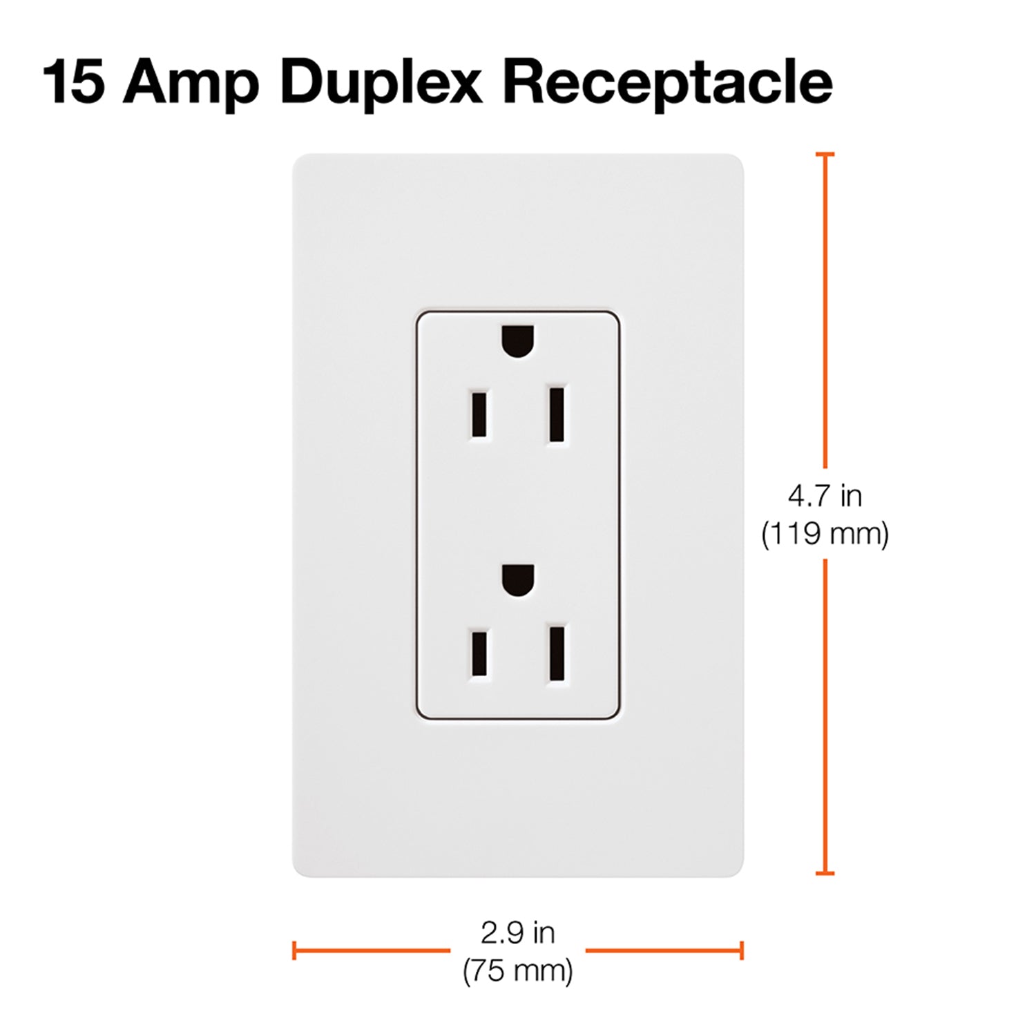 Claro 15 Amp Duplex Outlet, Black