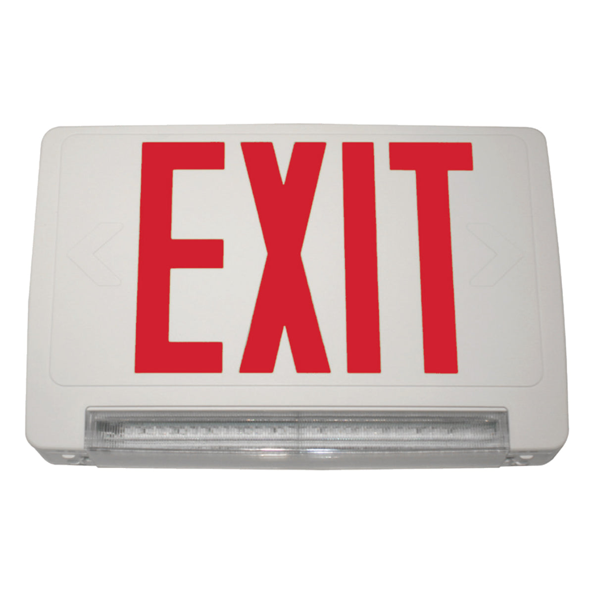 LED Combo Exit Sign, Double Face with Red Letters, White, Battery Included