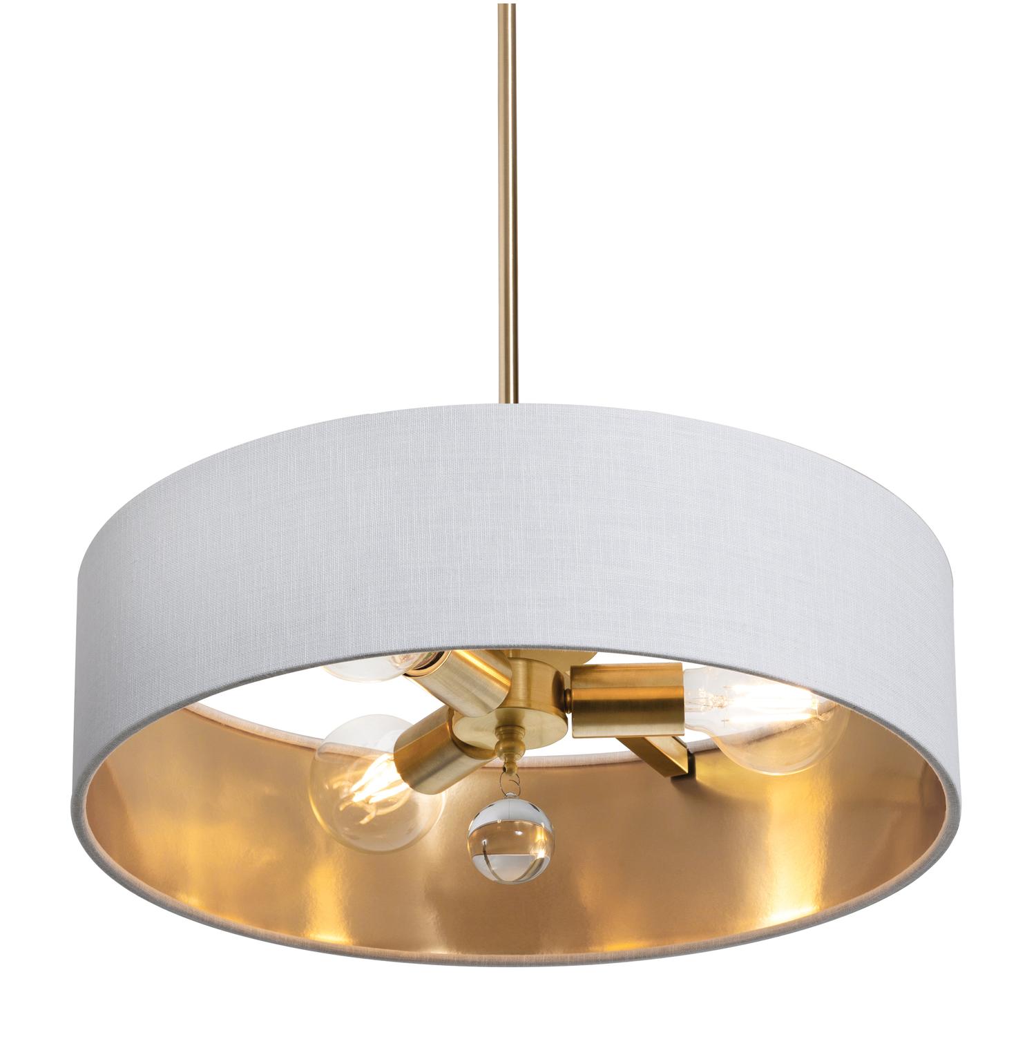 Celine 18'' 3-Light Convertible Pendant Light, Satin Brass Finish with Black/Silver shade