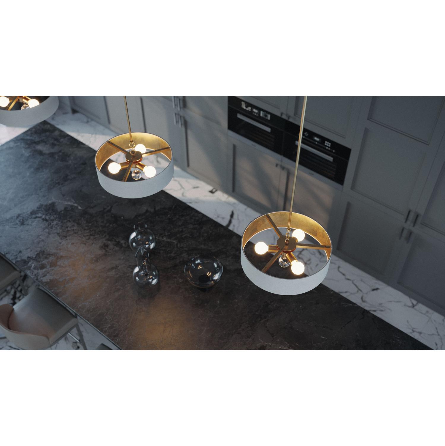 Celine 18'' 3-Light Convertible Pendant Light, Satin Brass Finish with Black/Silver shade