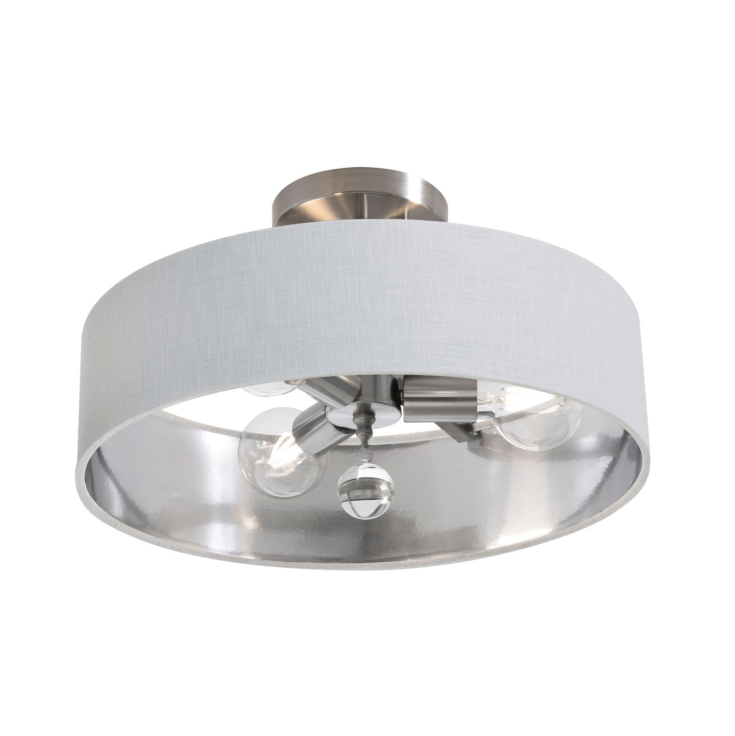 Celine 18'' 3-Light Convertible Pendant Light, Satin Nickel Finish with White/Silver shade