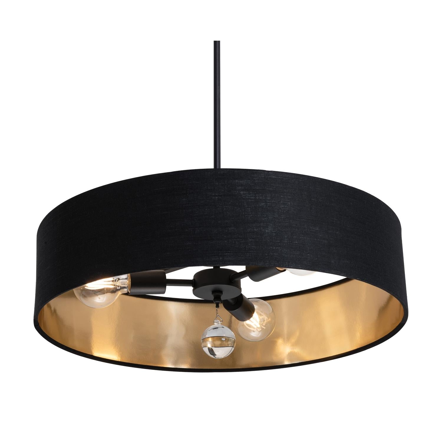 Celine 24'' 3-Light Convertible Pendant Light, Black Finish with Black/Gold shade