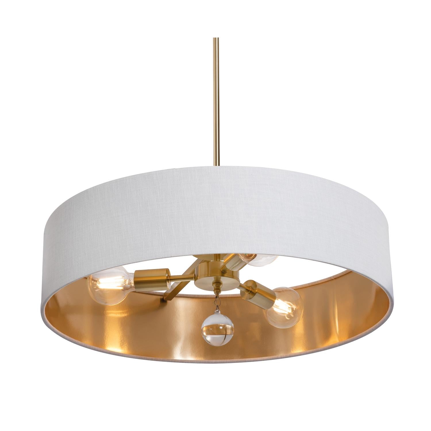 Celine 24'' 3-Light Convertible Pendant Light, Satin Brass Finish with Black/Silver shade