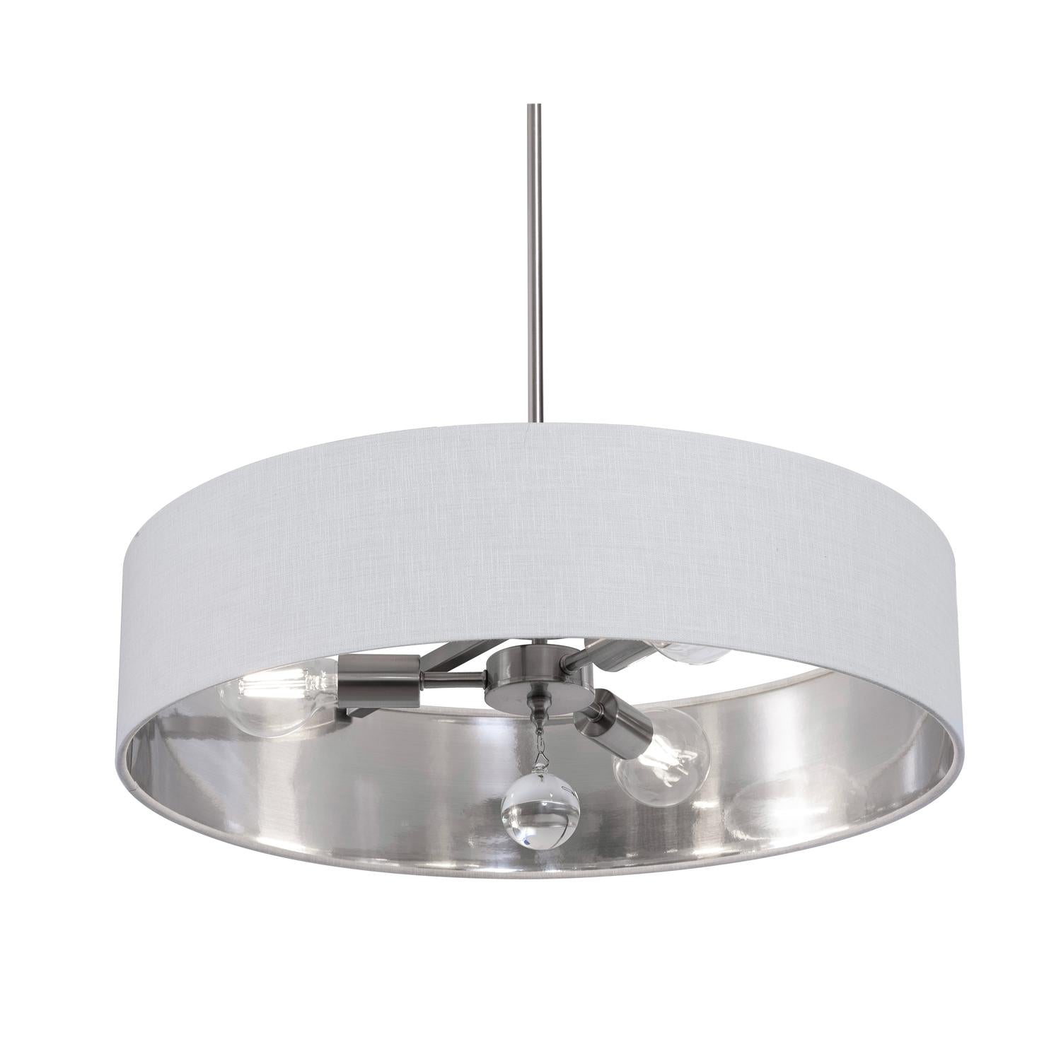 Celine 24'' 3-Light Convertible Pendant Light, Satin Nickel Finish with White/Silver shade