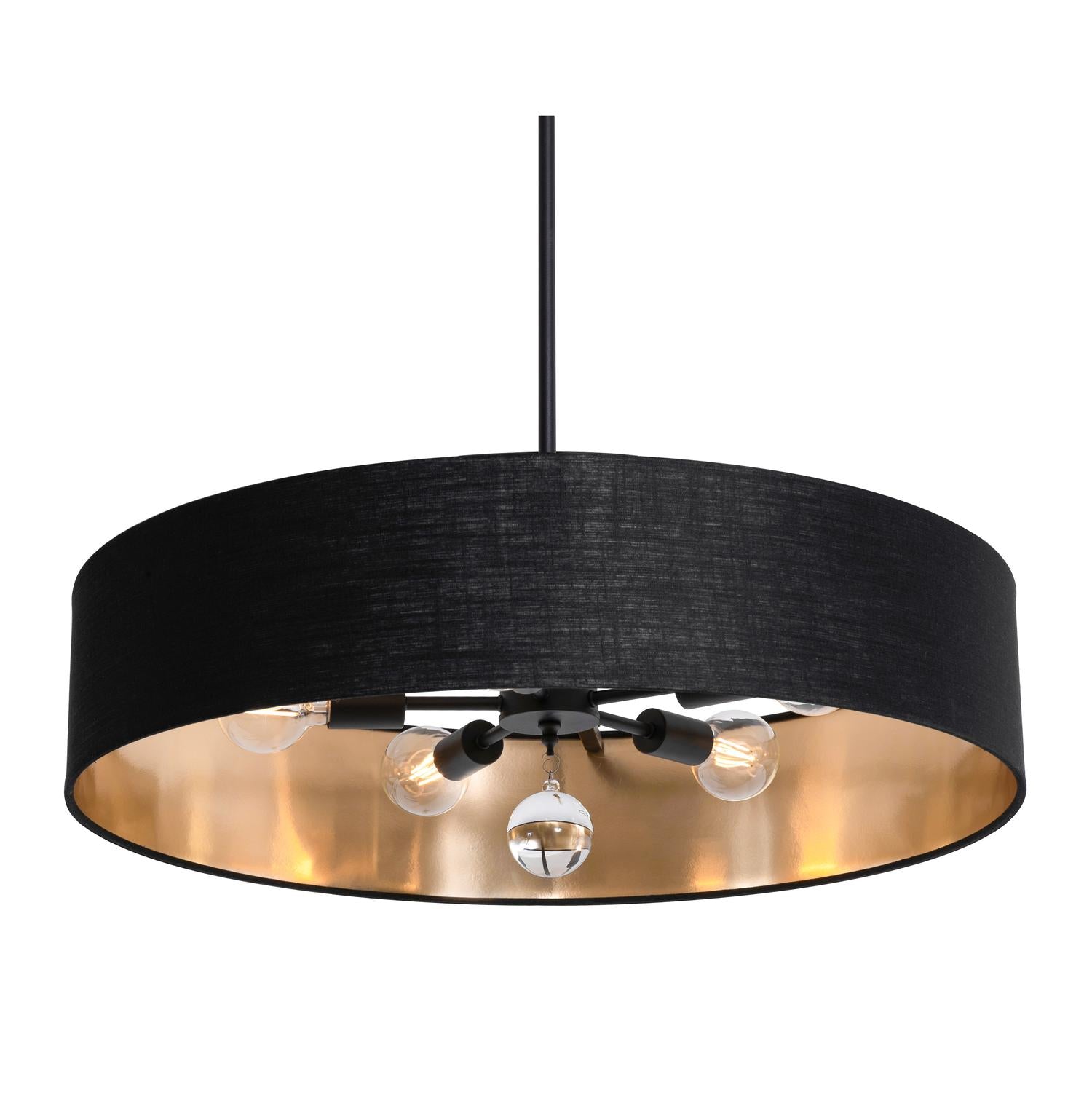 Celine 30'' 5-Light Convertible Pendant Light, Black Finish with Black/Gold shade