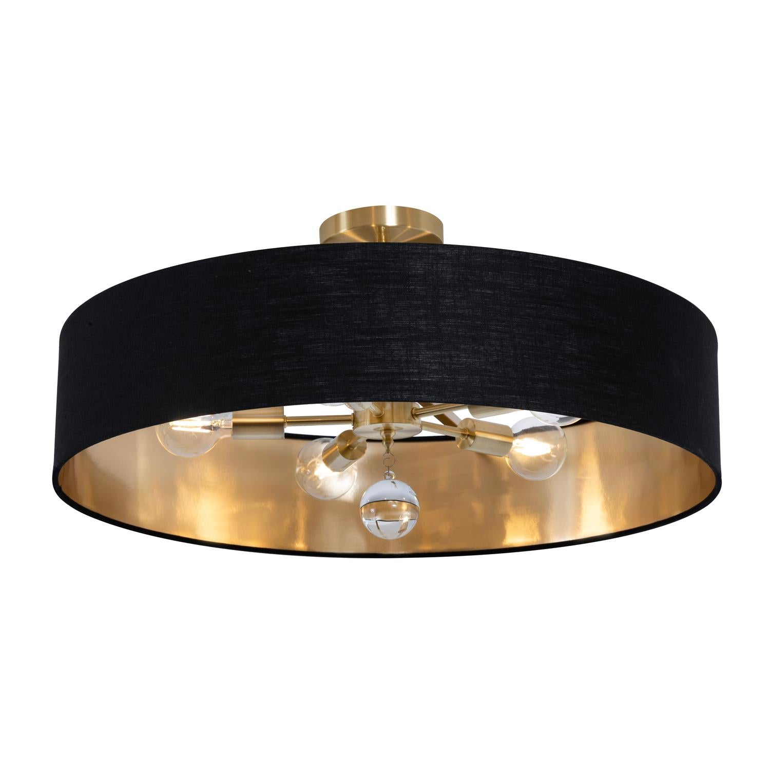 Celine 30'' 5-Light Convertible Pendant Light, Black Finish with Black/Gold shade