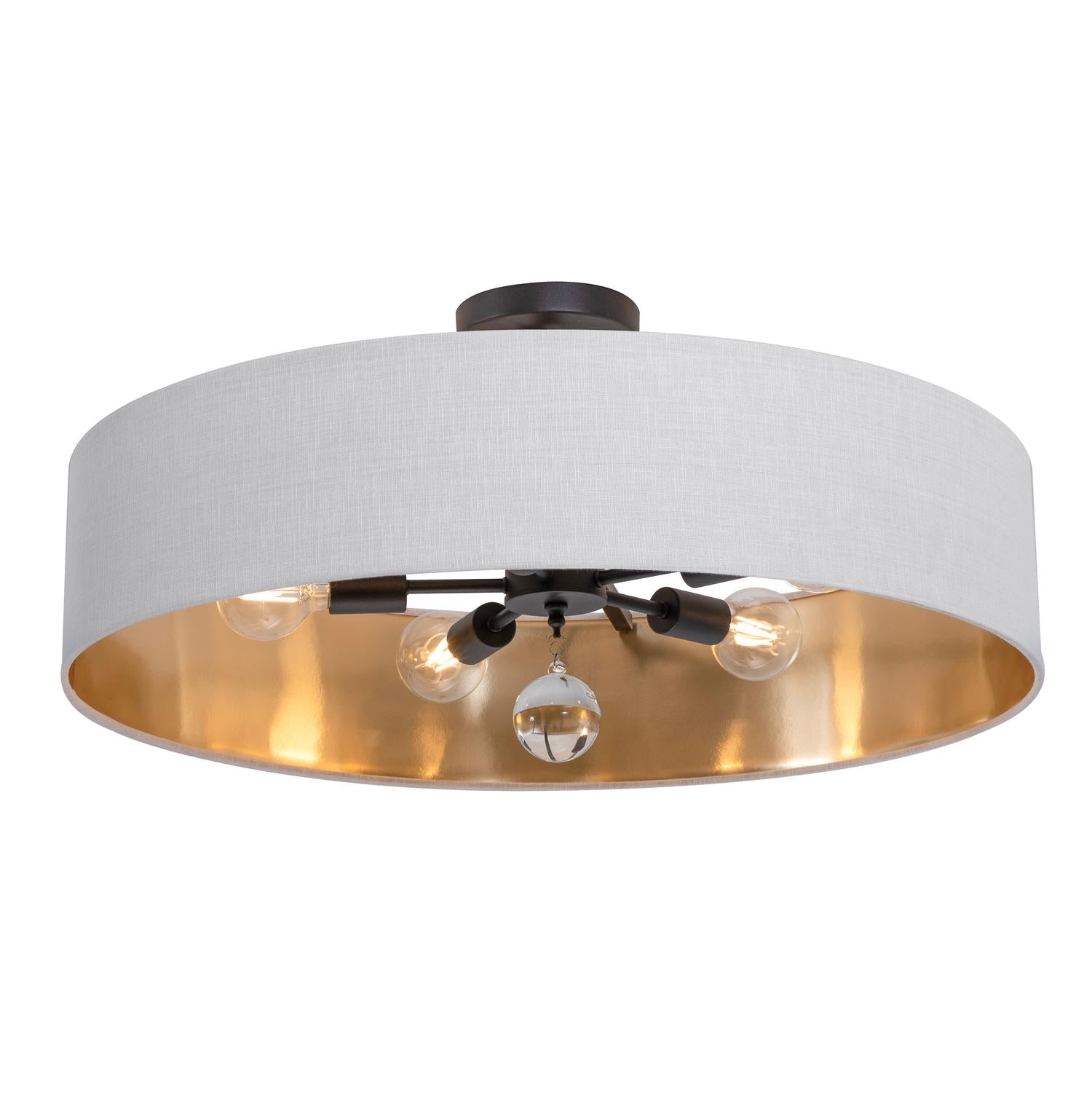 Celine 30'' 5-Light Convertible Pendant Light, Black Finish with White/Gold shade