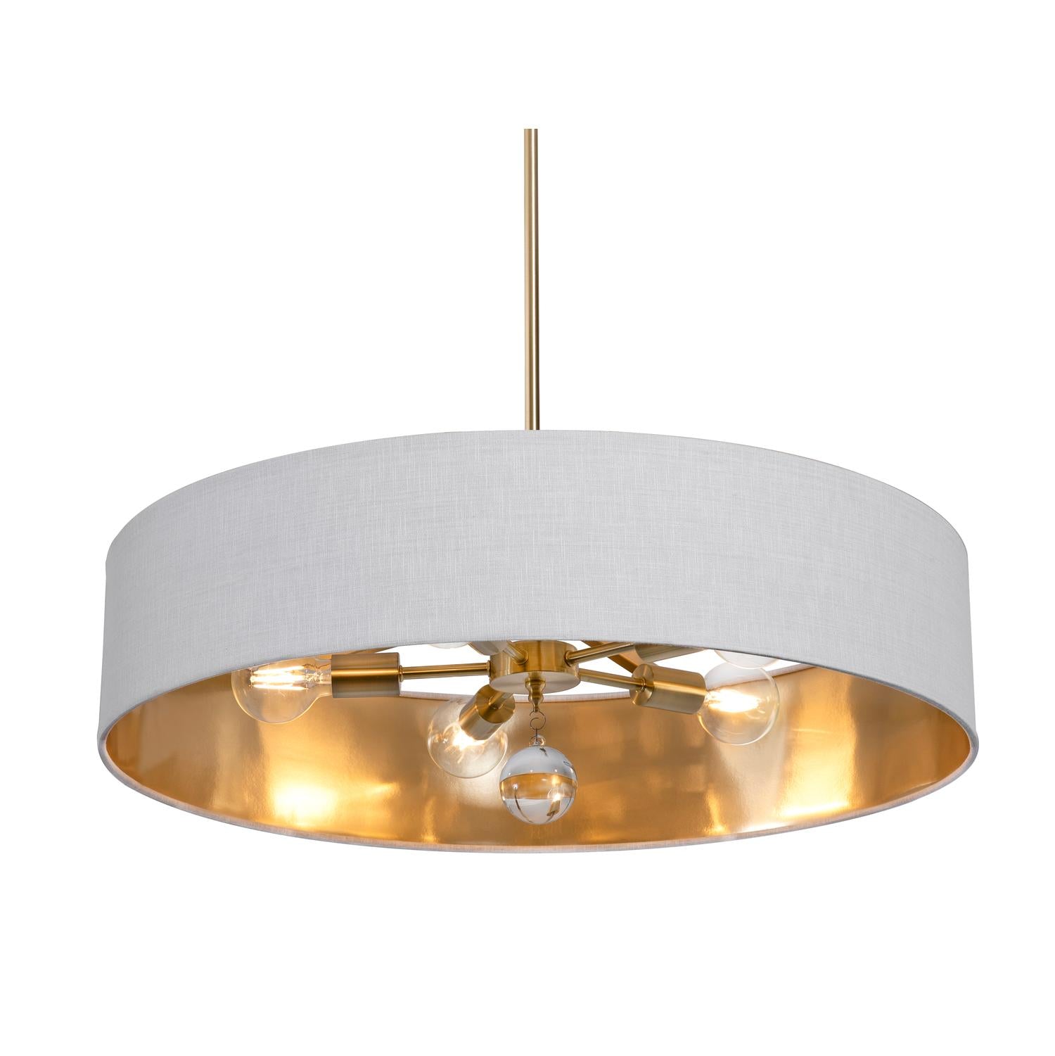 Celine 30'' 5-Light Convertible Pendant Light, Satin Brass Finish with Black/Silver shade