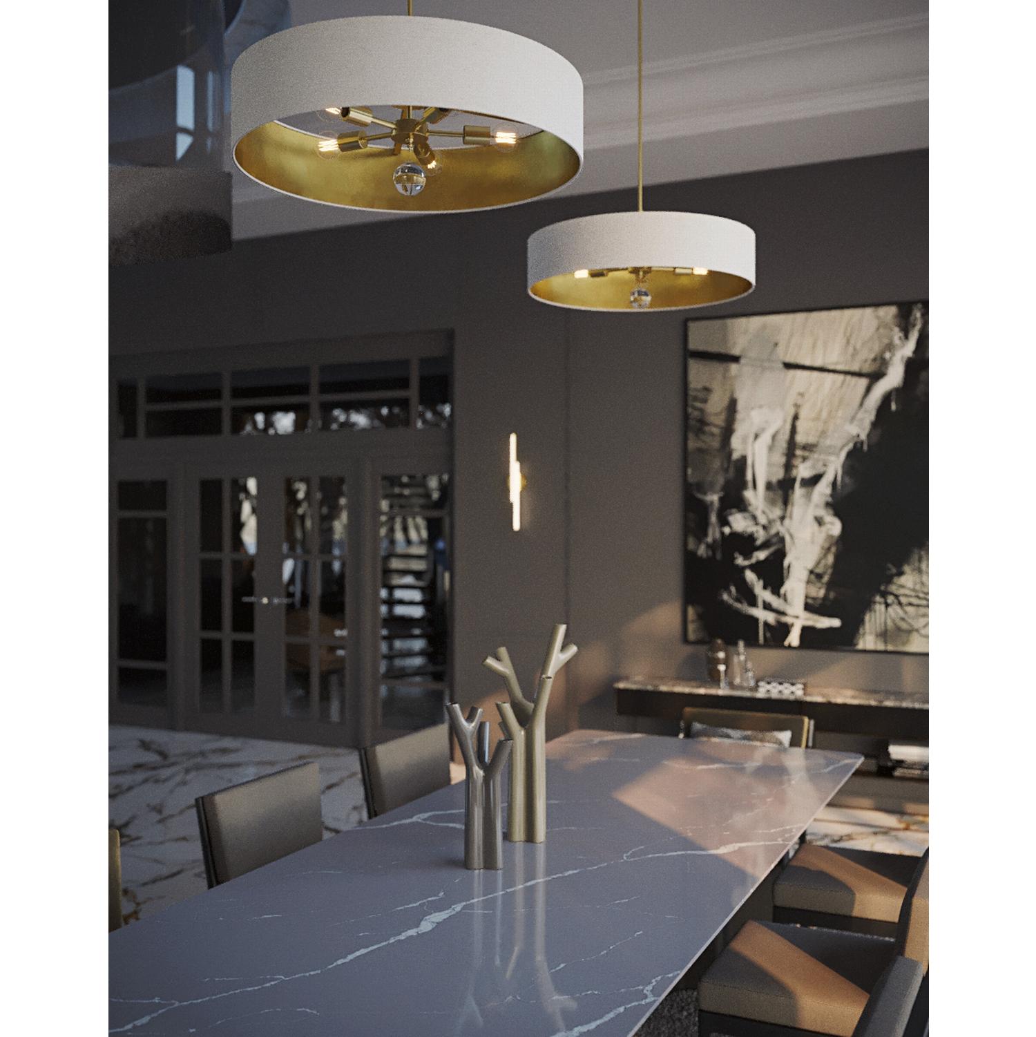 Celine 30'' 5-Light Convertible Pendant Light, Satin Brass Finish with Black/Silver shade