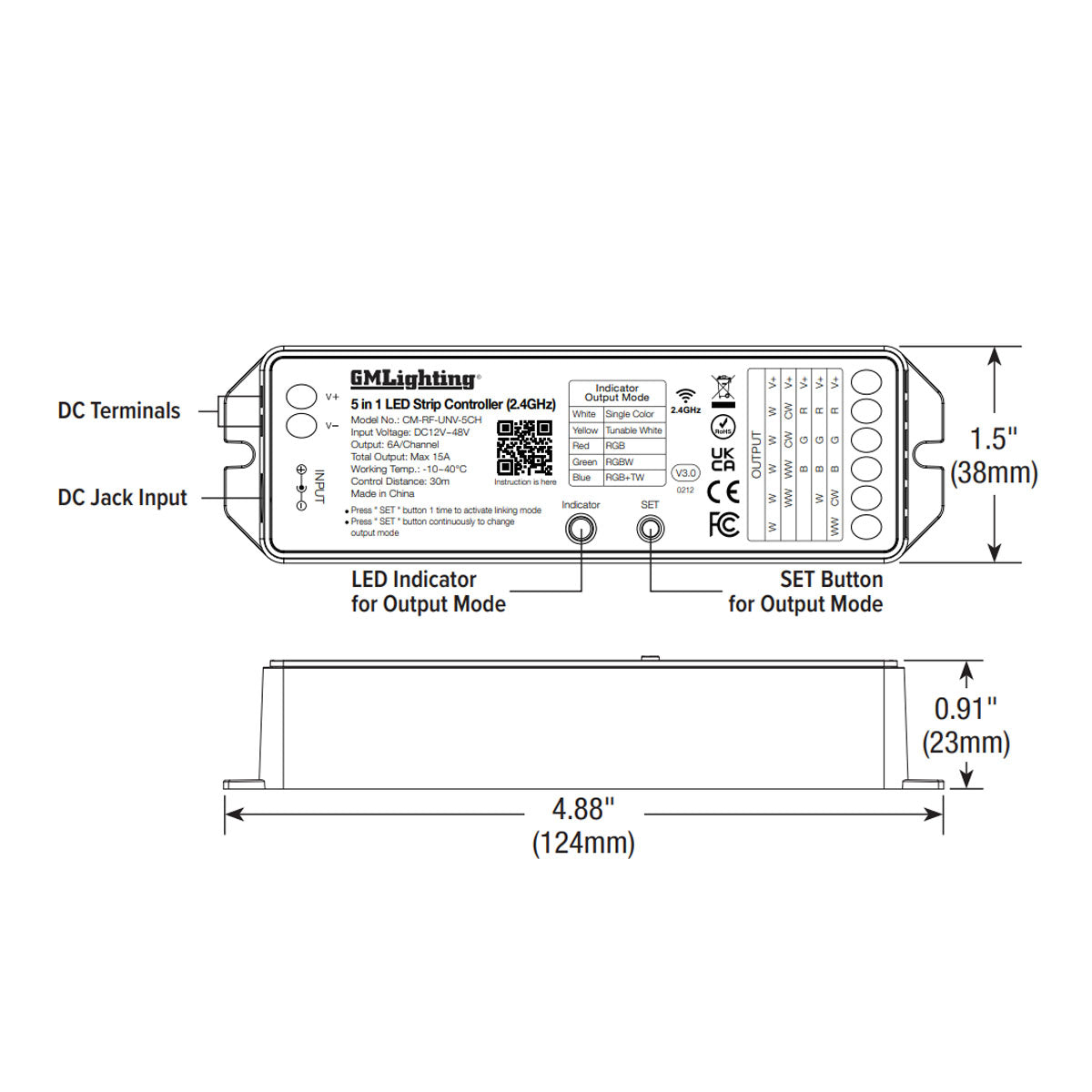 Universal Control Module,  1-5 Channel x 6A, 12-24V DC Input