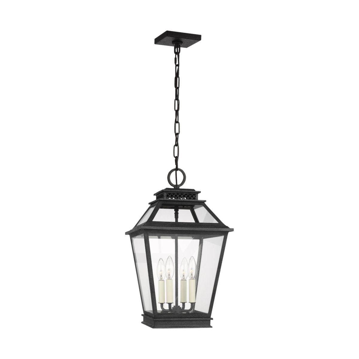 Falmouth 12 In. 4 Lights Outdoor Hanging Lantern Black finish - Bees Lighting