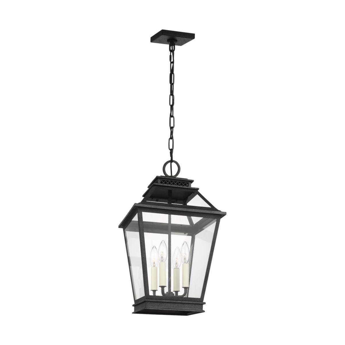 Falmouth 12 In. 4 Lights Outdoor Hanging Lantern Black finish - Bees Lighting